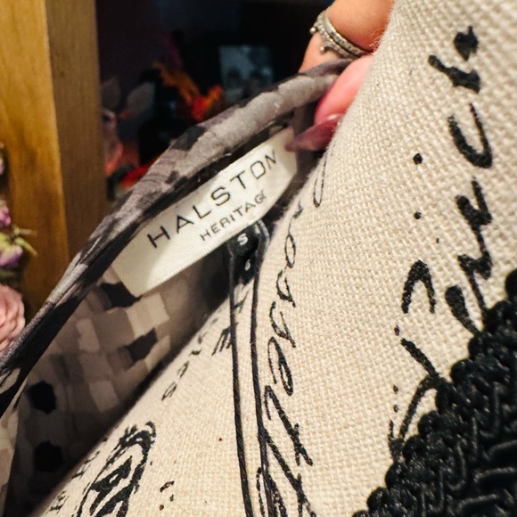 Halston Heritage Sz Small Mini Caftan Black Pixel Print MSRP $375 - Picture 6 of 8